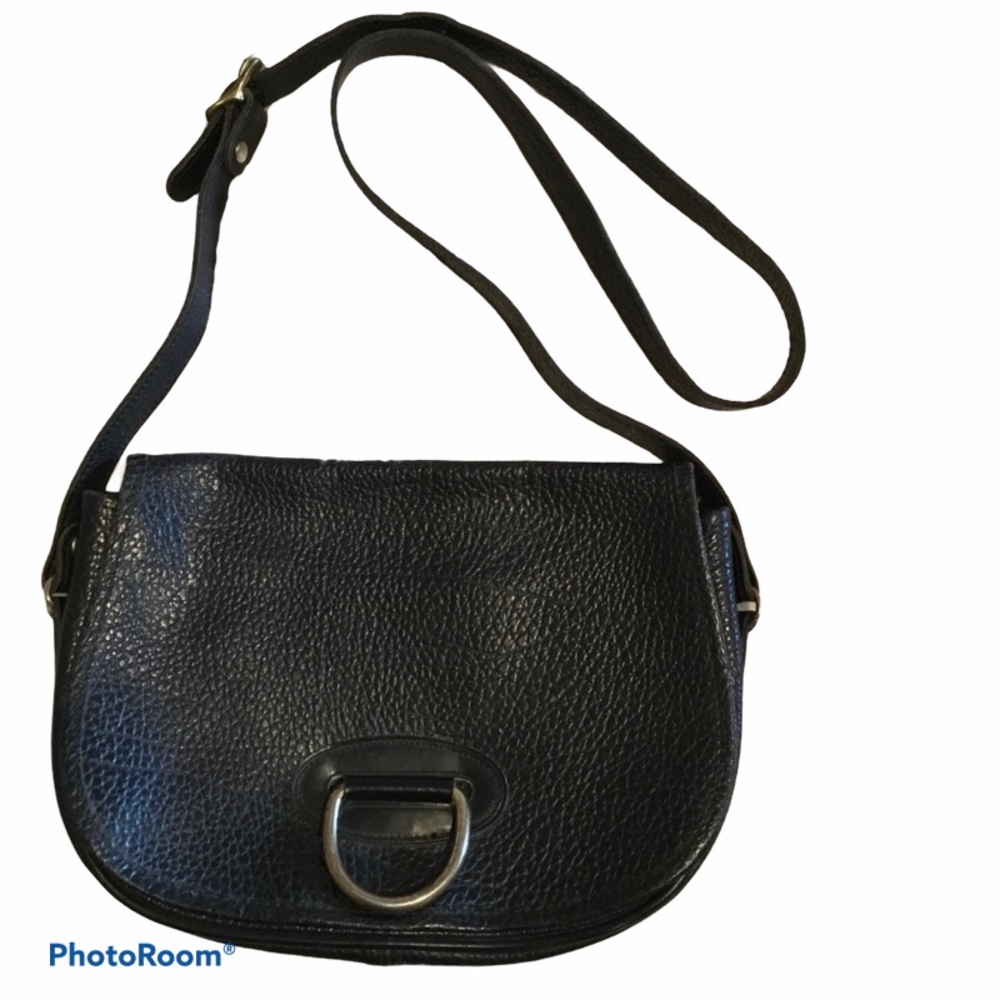 Faux leather purse with brass ring closure (See pics)